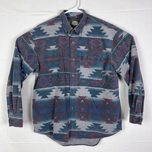 Cabelas Shirt Mens Large Regular Long Sleeve Button Up Aztec Cotton‎ - Picture 1 of 11